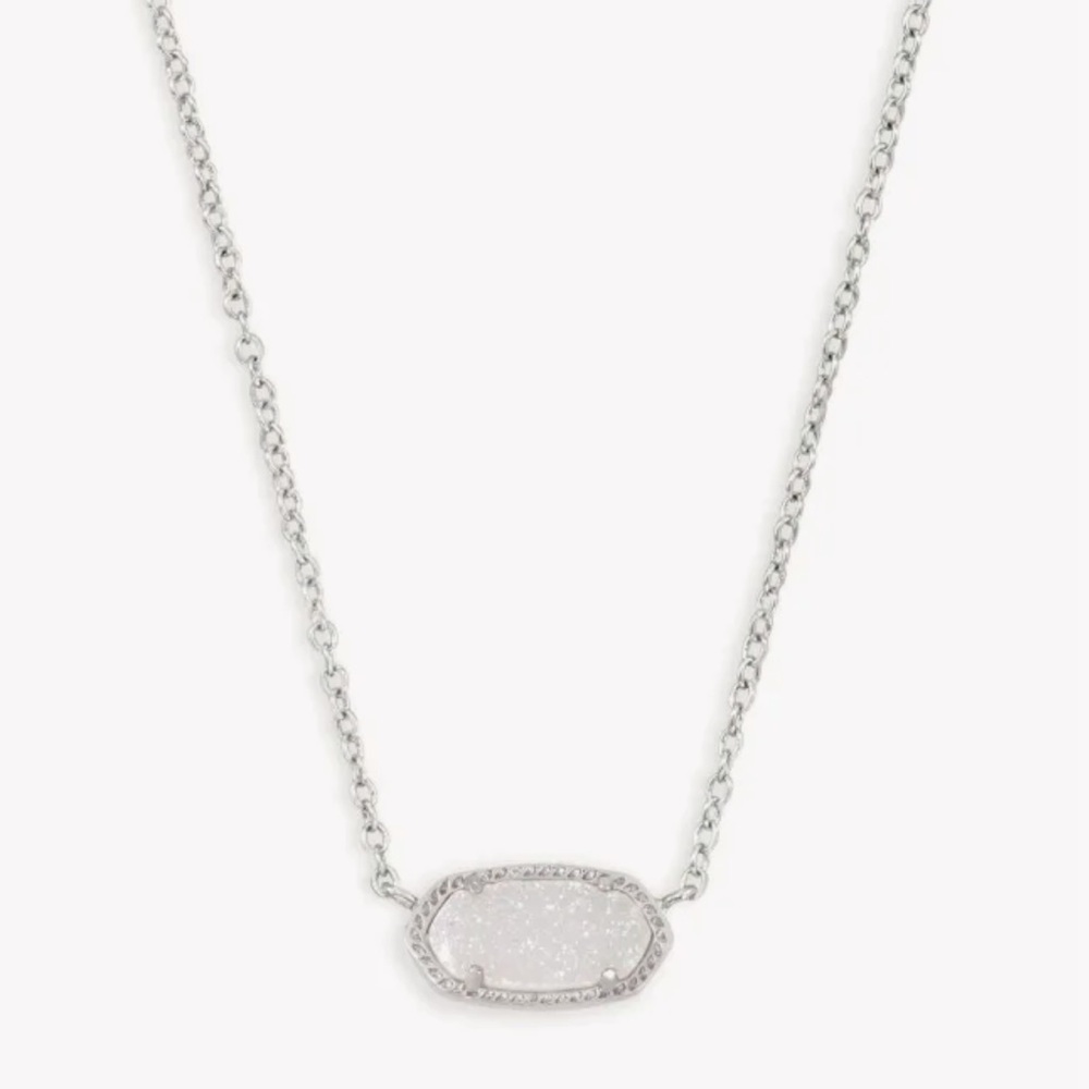 Kendra Scott Elisa Silver Pendant Necklace in Iridescent Drusy - Picture 2 of 6